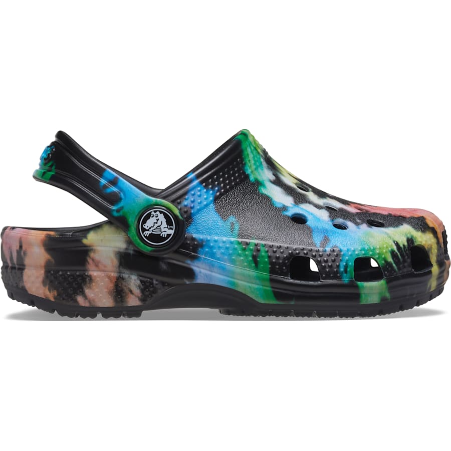 Black / Black Kids’ Classic Tie-Dye Graphic Clog - Side - Crocs