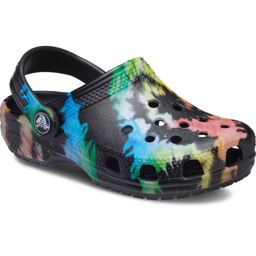 Black / Black Kids’ Classic Tie-Dye Graphic Clog - Angle - Crocs