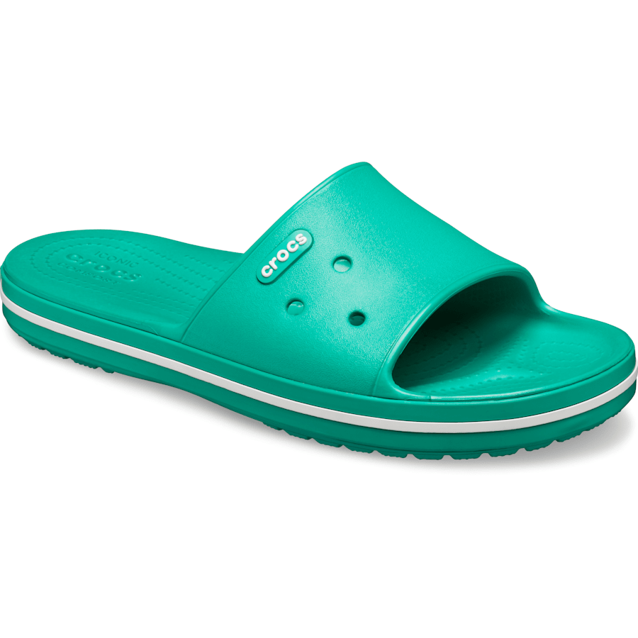 Deep Green / White Crocband™ III Slide - Angle - Crocs