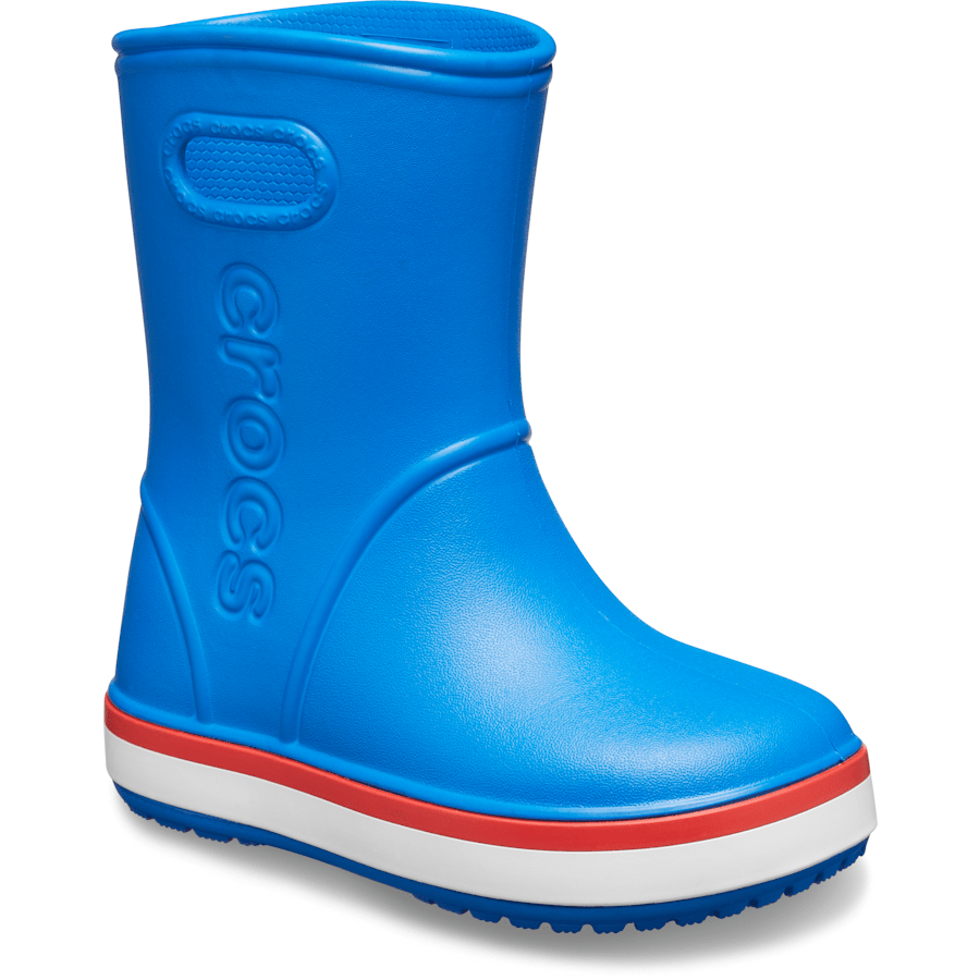 Bright Cobalt / Flame Kids’ Crocband™ Rain Boot - Angle - Crocs