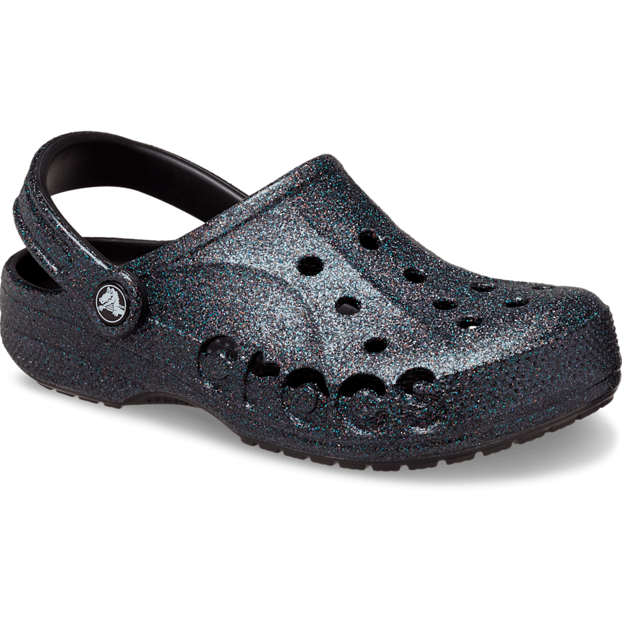 Black Baya Glitter Clog - Angle - Crocs