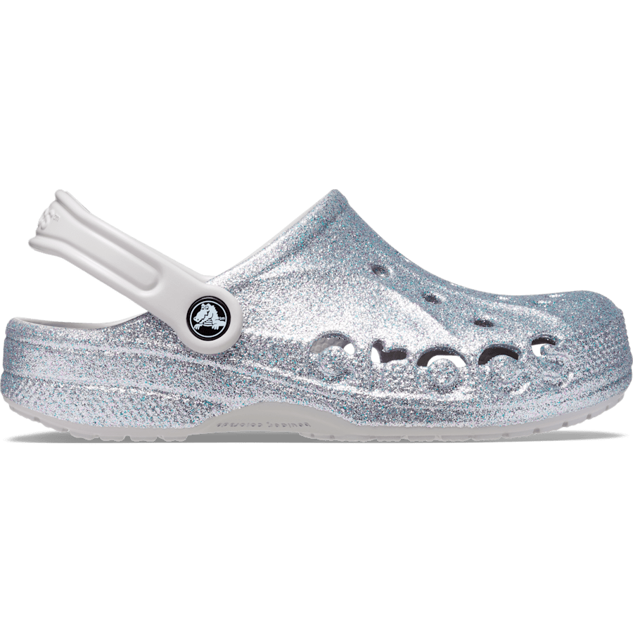 Silver Glitter Baya Glitter Clog - Side - Crocs