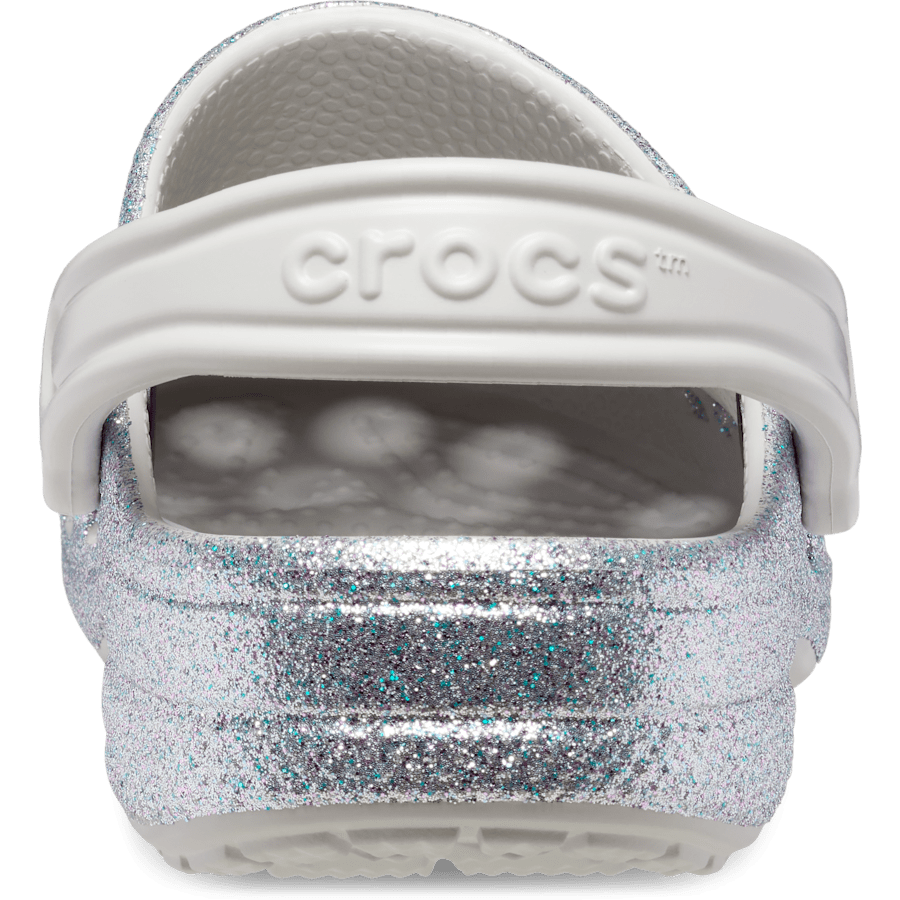 Silver Glitter Baya Glitter Clog - Back - Crocs