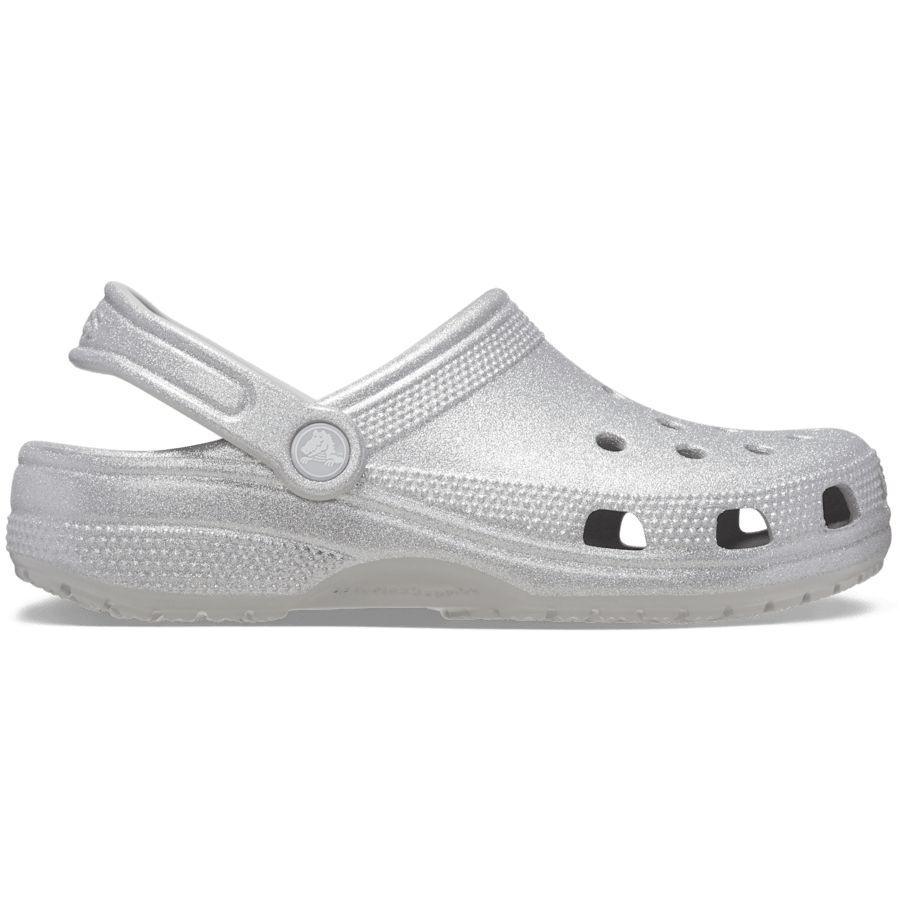 Silver Glitter Classic Glitter Clog - Side - Crocs