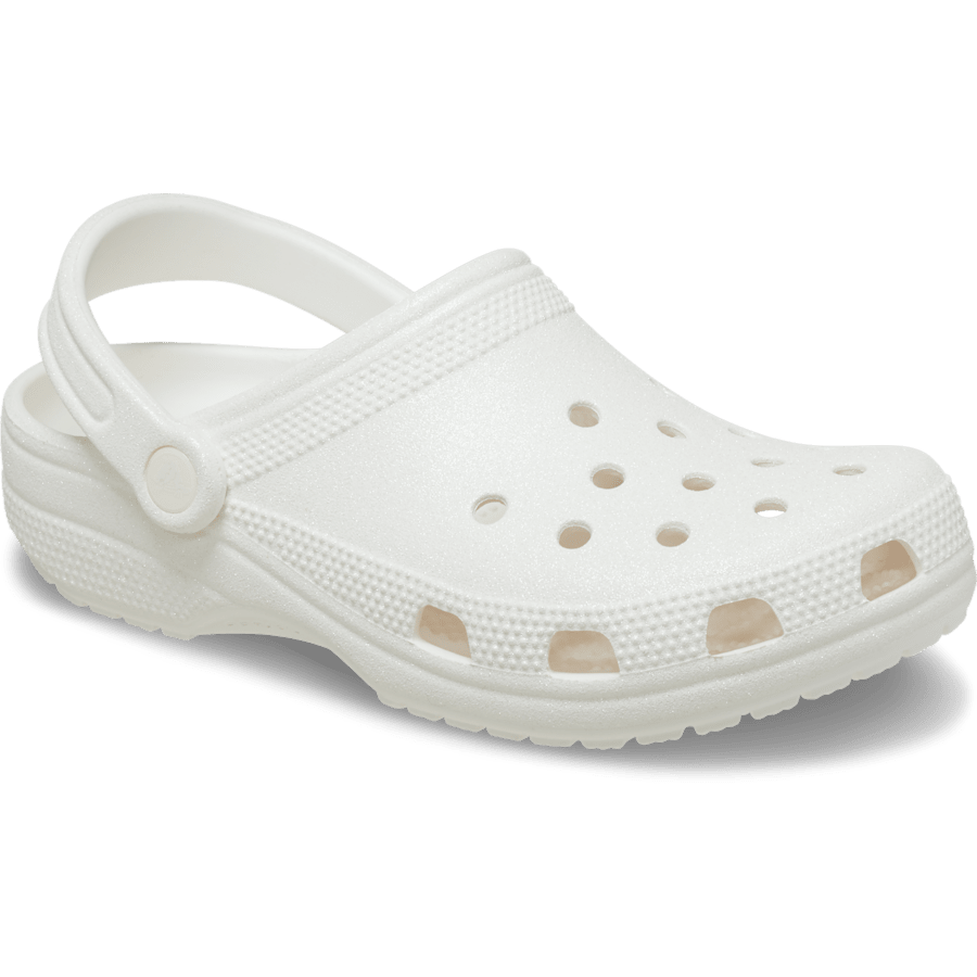 White Classic Glitter Clog - Angle - Crocs