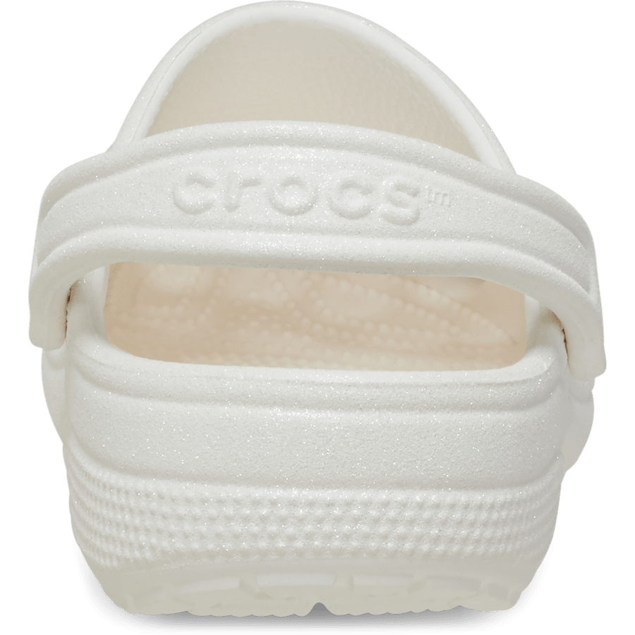 White Classic Glitter Clog - Back - Crocs