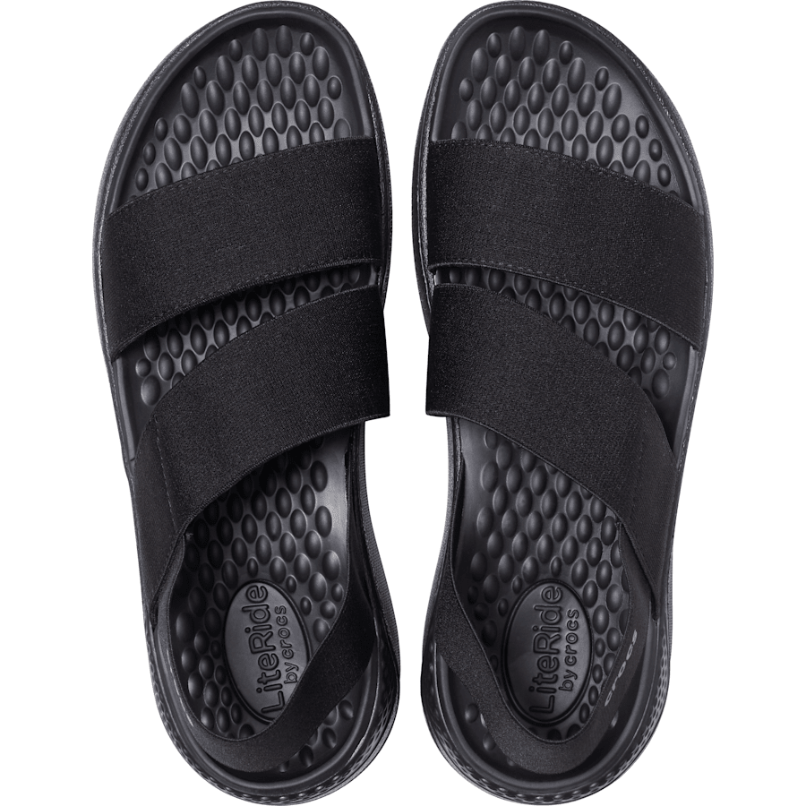 Black / Black Women's LiteRide™ Stretch Sandal - Top - Crocs