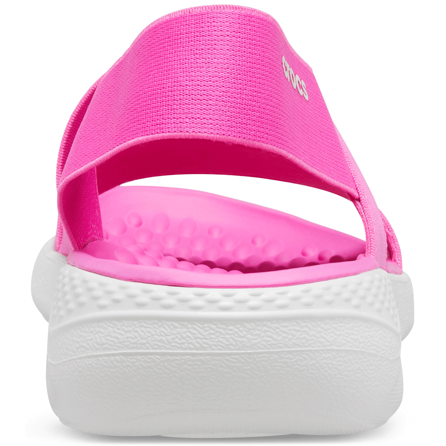 Electric Pink / Almost White Women's LiteRide™ Stretch Sandal - Back - Crocs