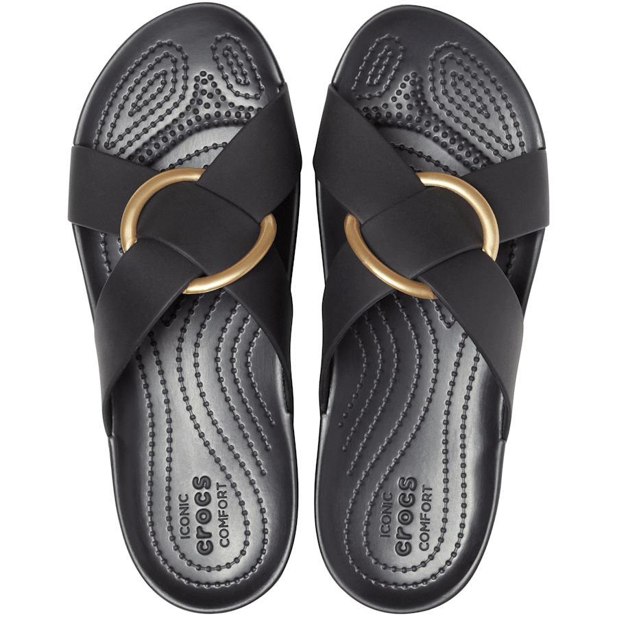 블랙 크록스 세레나 크로스 밴드 슬라이드 우먼 - 상단 - Crocs