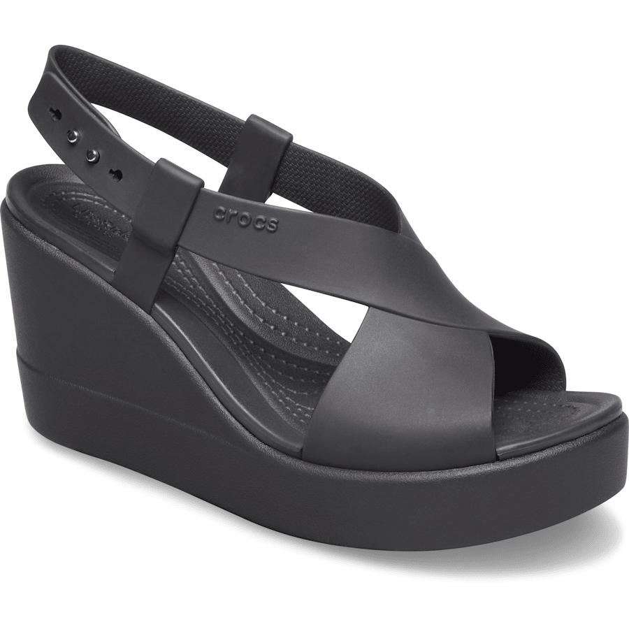 Black / Black Women’s Crocs Brooklyn High Wedge - Angle - Crocs