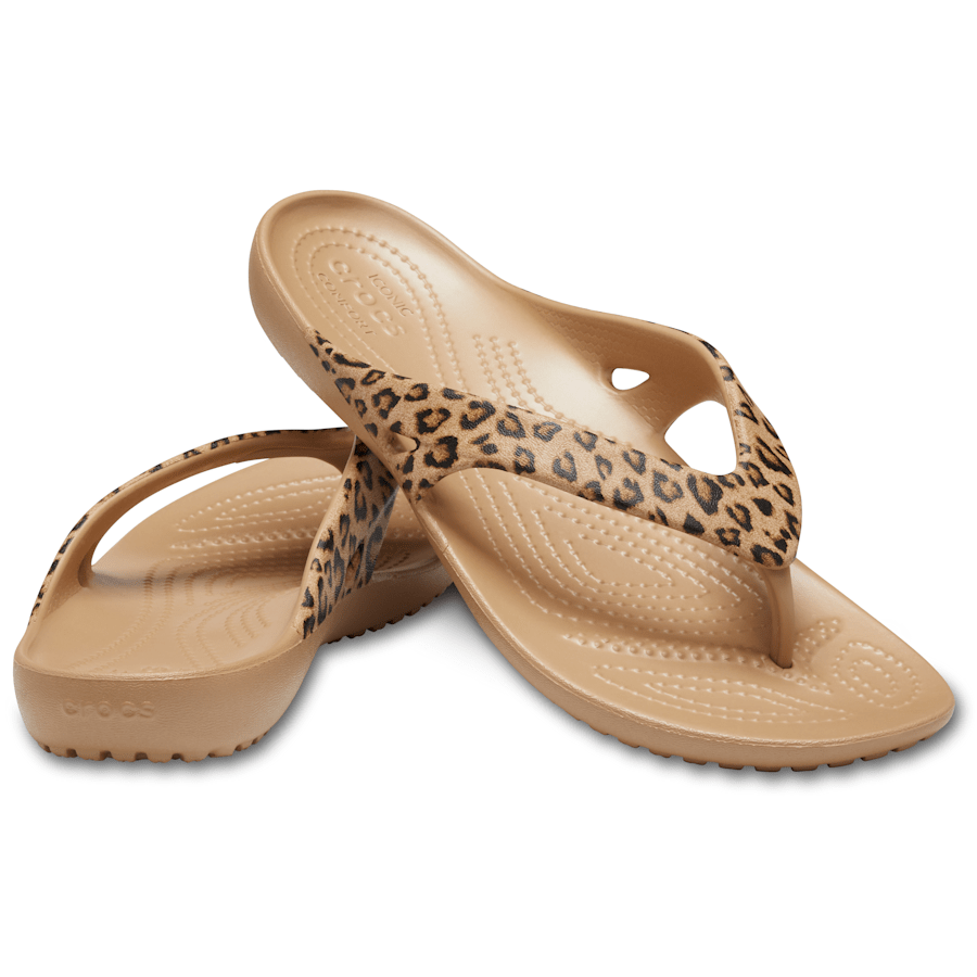Leopard / Gold Women's Kadee II Leopard Flip - Pair - Crocs