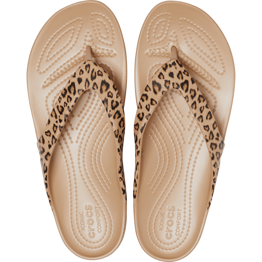 Leopard / Gold Women's Kadee II Leopard Flip - Top - Crocs