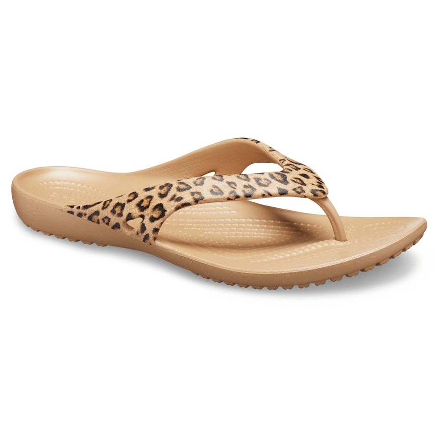 Leopard / Gold Women's Kadee II Leopard Flip - Angle - Crocs