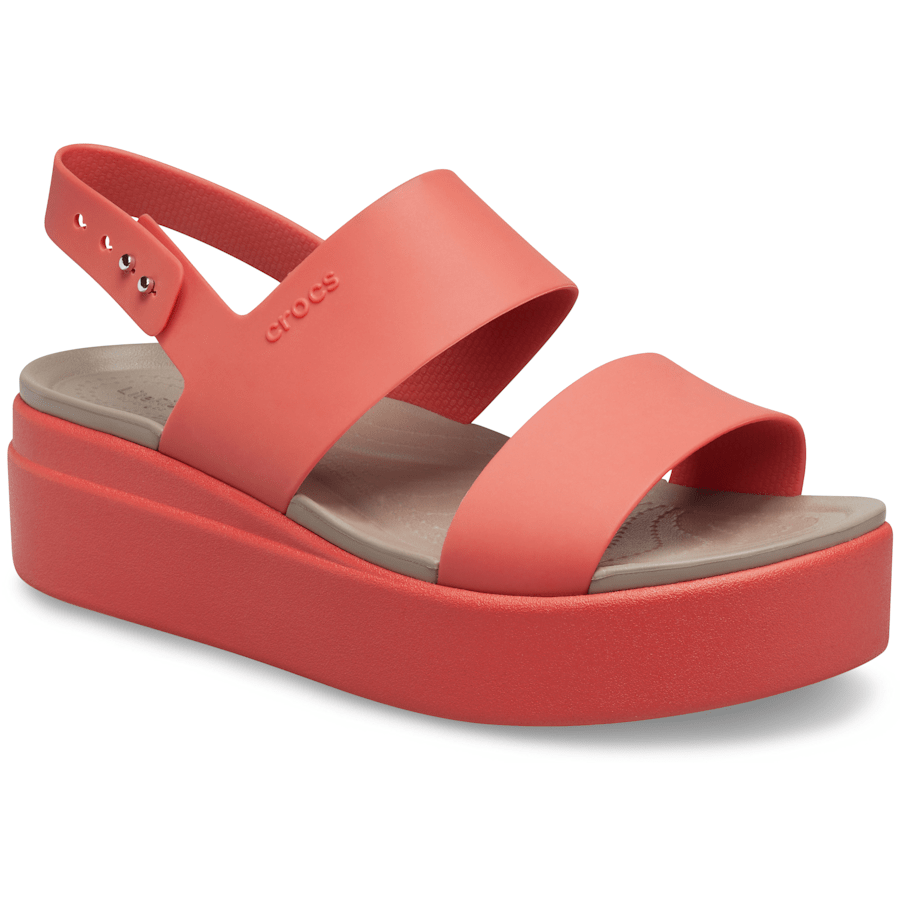 Spicy Orange / Spicy Orange Brooklyn Low Wedge Sandal - Angle - Crocs