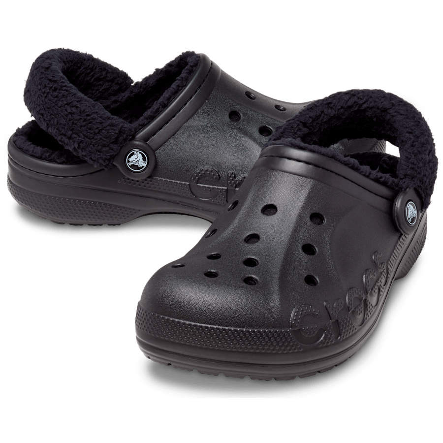 Black / Black Baya Lined Fuzz-Strap Clog - Pair - Crocs