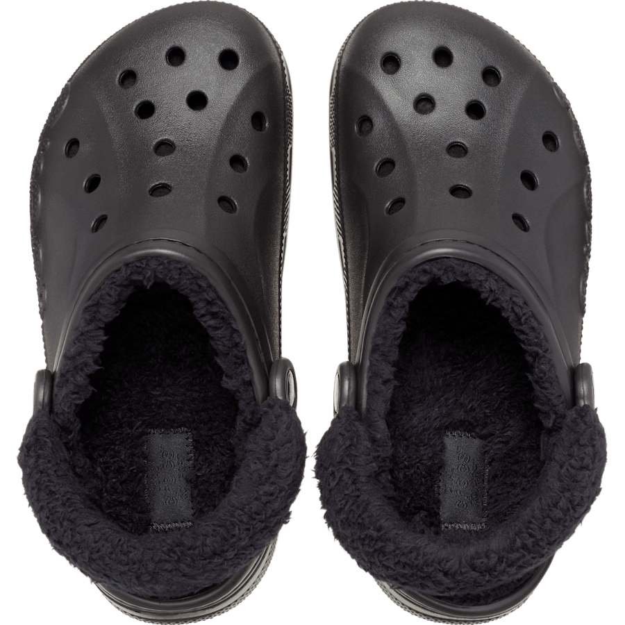 Black / Black Baya Lined Fuzz-Strap Clog - Top - Crocs