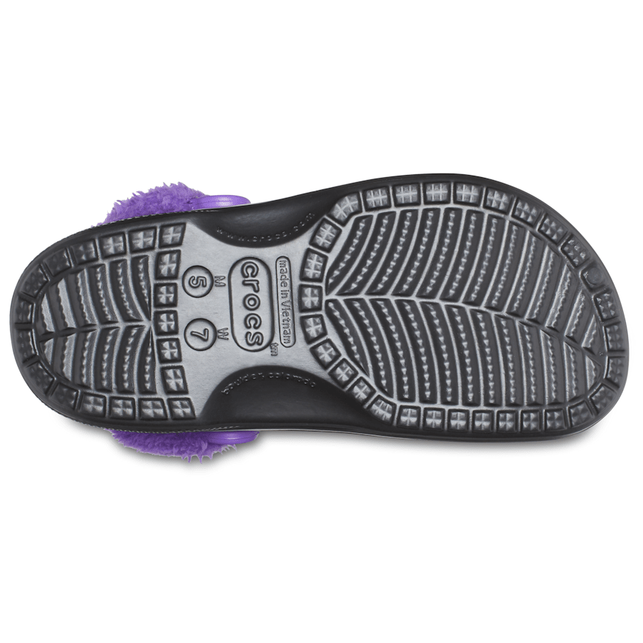 Black / Neon Purple Baya Lined Fuzz-Strap Clog - Bottom - Crocs