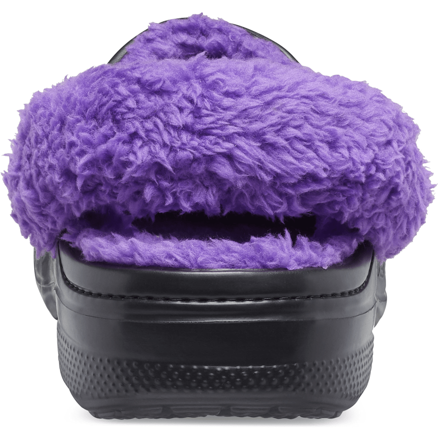 Black / Neon Purple Baya Lined Fuzz-Strap Clog - Back - Crocs