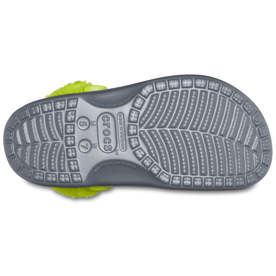 Slate Grey / Lime Punch Baya Lined Fuzz-Strap Clog - Onderkant - Crocs