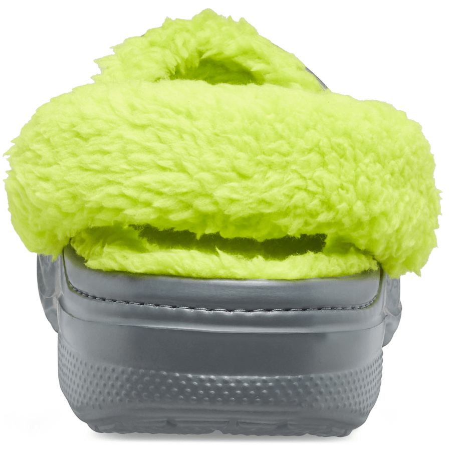 Slate Grey / Lime Punch Baya Lined Fuzz-Strap Clog - Terug - Crocs