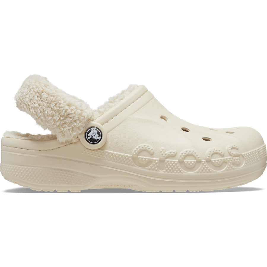 Winter White Baya Lined Fuzz-Strap Clog - Side - Crocs