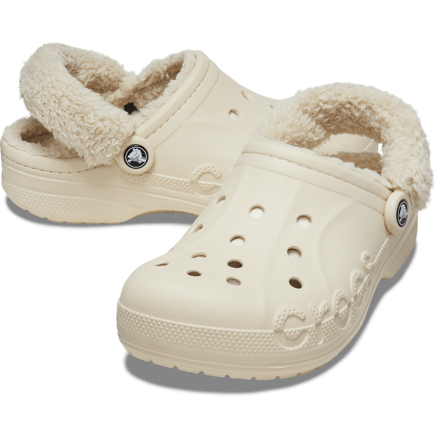 Winter White Baya Lined Fuzz-Strap Clog - Pair - Crocs