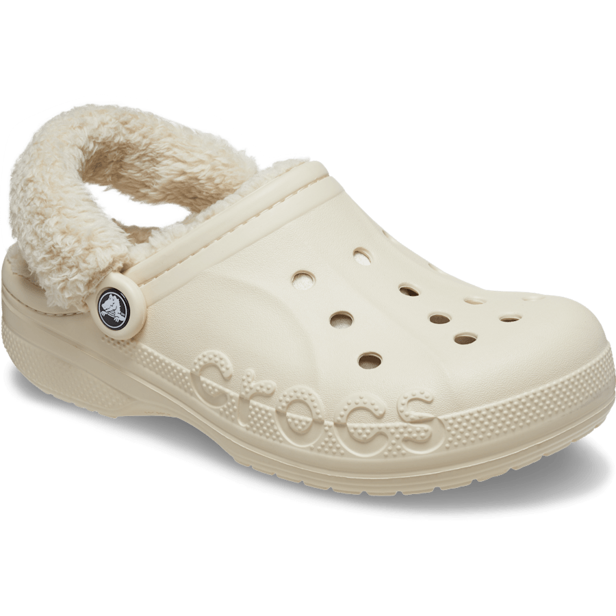 Winter White Baya Lined Fuzz-Strap Clog - Angle - Crocs