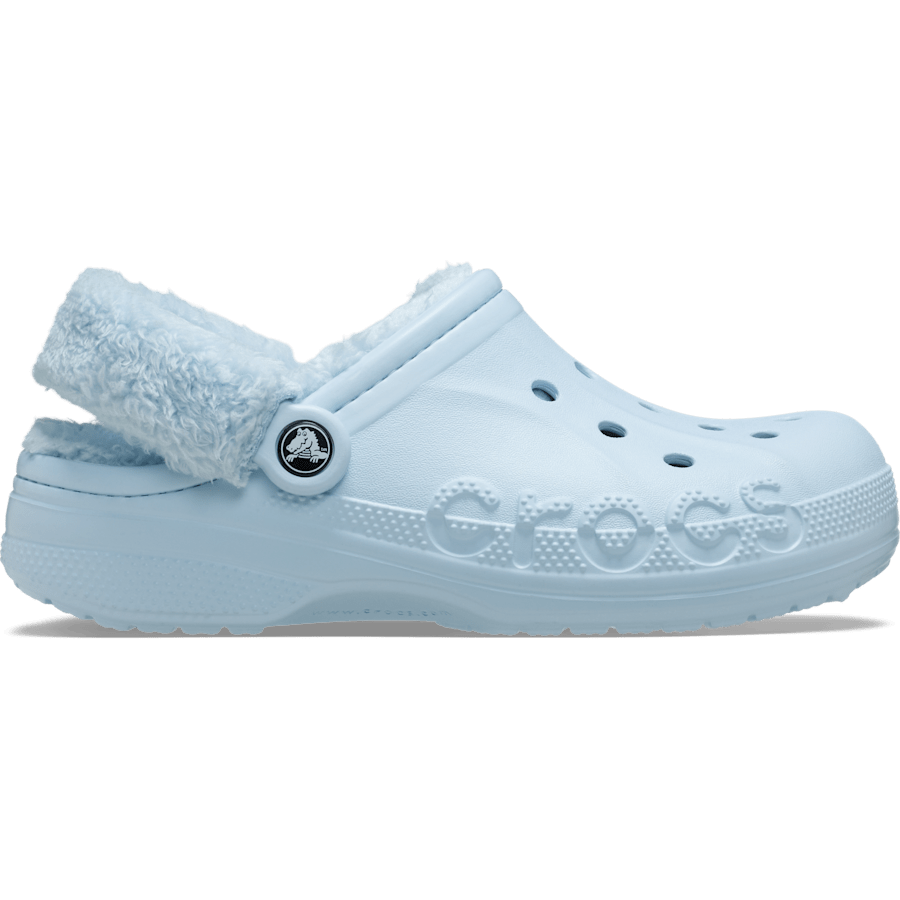 Mineral Blue Baya Lined Fuzz-Strap Clog - Side - Crocs