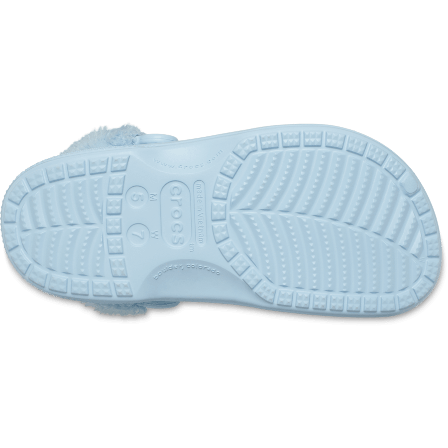 Mineral Blue Baya Lined Fuzz-Strap Clog - Bottom - Crocs