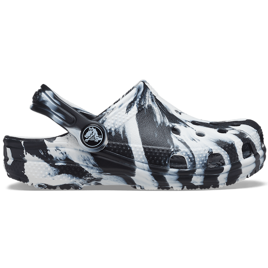 Black / White Toddler Classic Marbled Clog - Side - Crocs