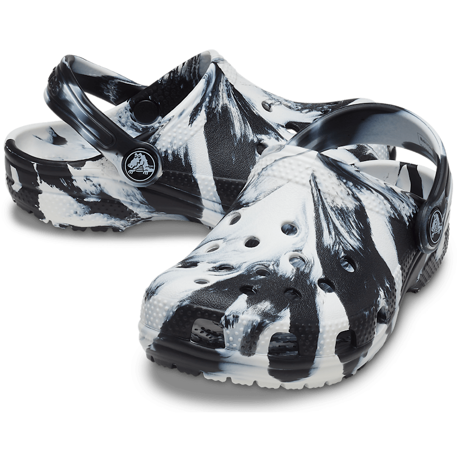 Black / White Toddler Classic Marbled Clog - Pair - Crocs