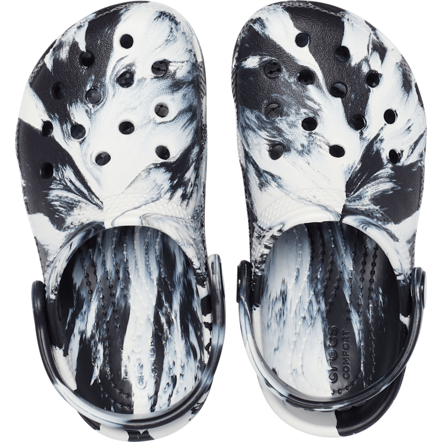Black / White Toddler Classic Marbled Clog - Top - Crocs