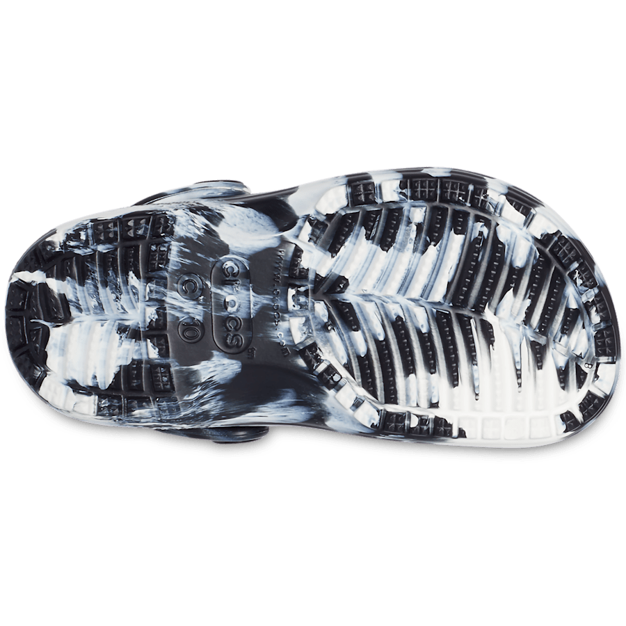Black / White Toddler Classic Marbled Clog - Bottom - Crocs