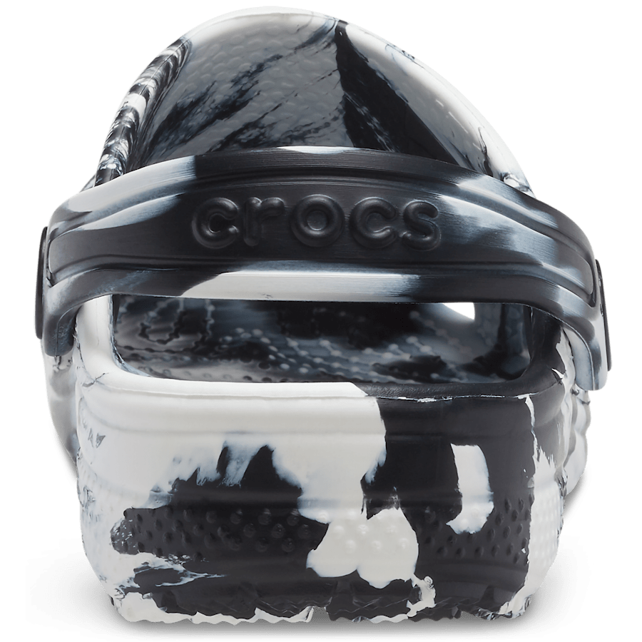 Black / White Toddler Classic Marbled Clog - Back - Crocs