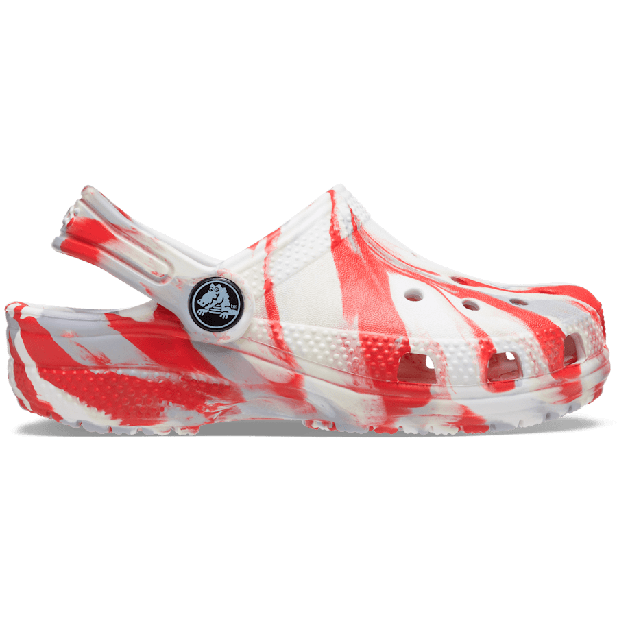 White / Flame Toddler Classic Marbled Clog - Side - Crocs