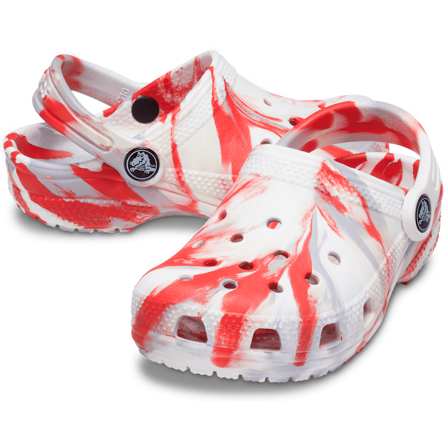 White / Flame Toddler Classic Marbled Clog - Pair - Crocs