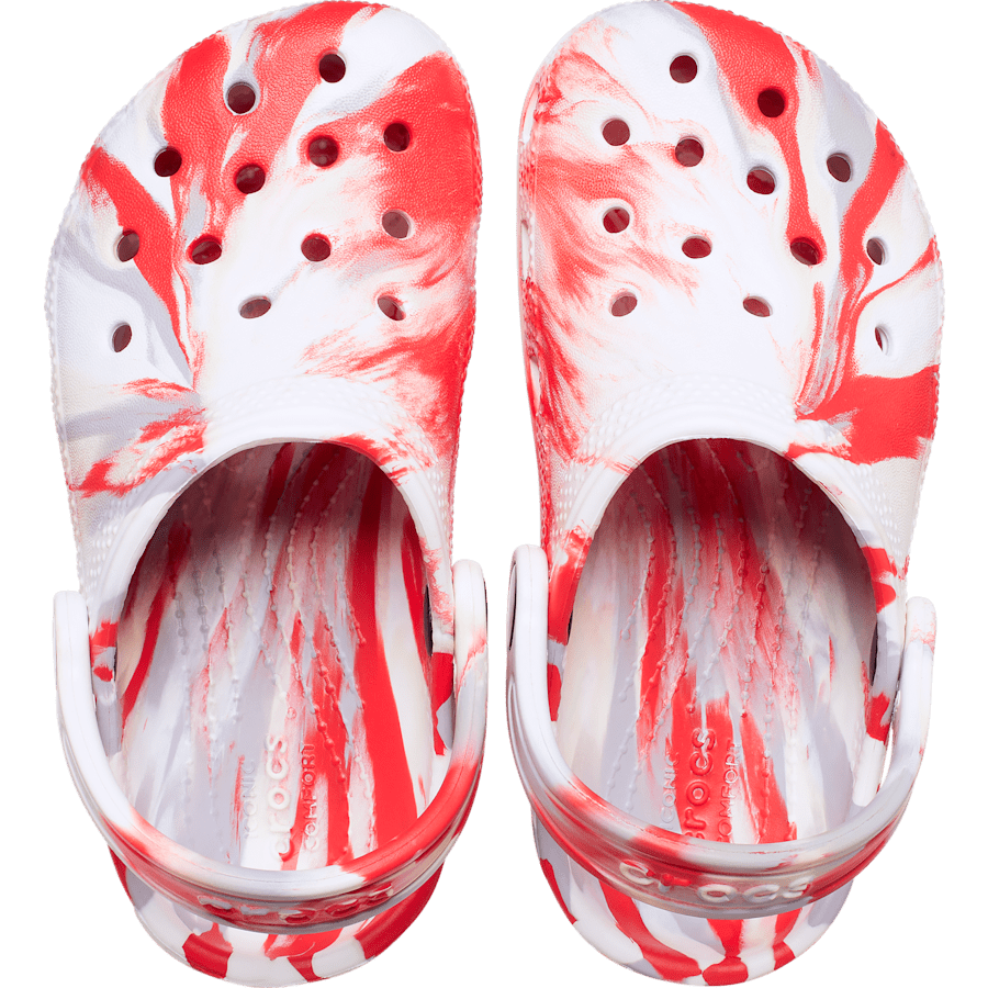 White / Flame Toddler Classic Marbled Clog - Top - Crocs