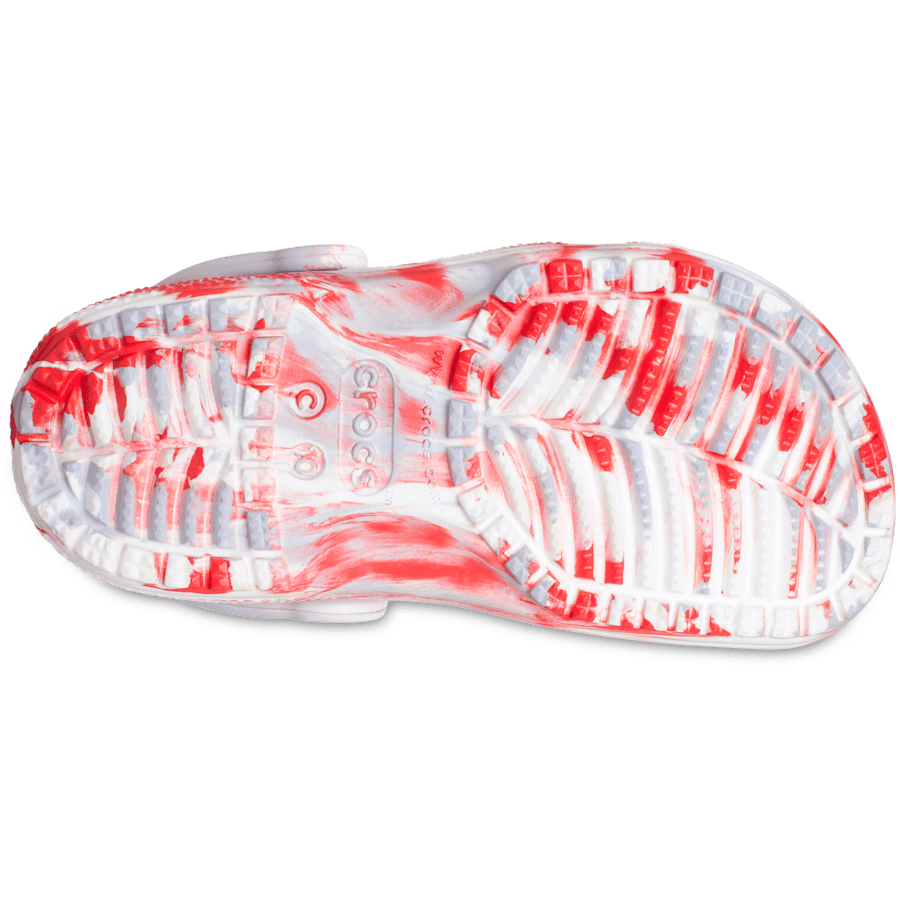 White / Flame Toddler Classic Marbled Clog - Bottom - Crocs