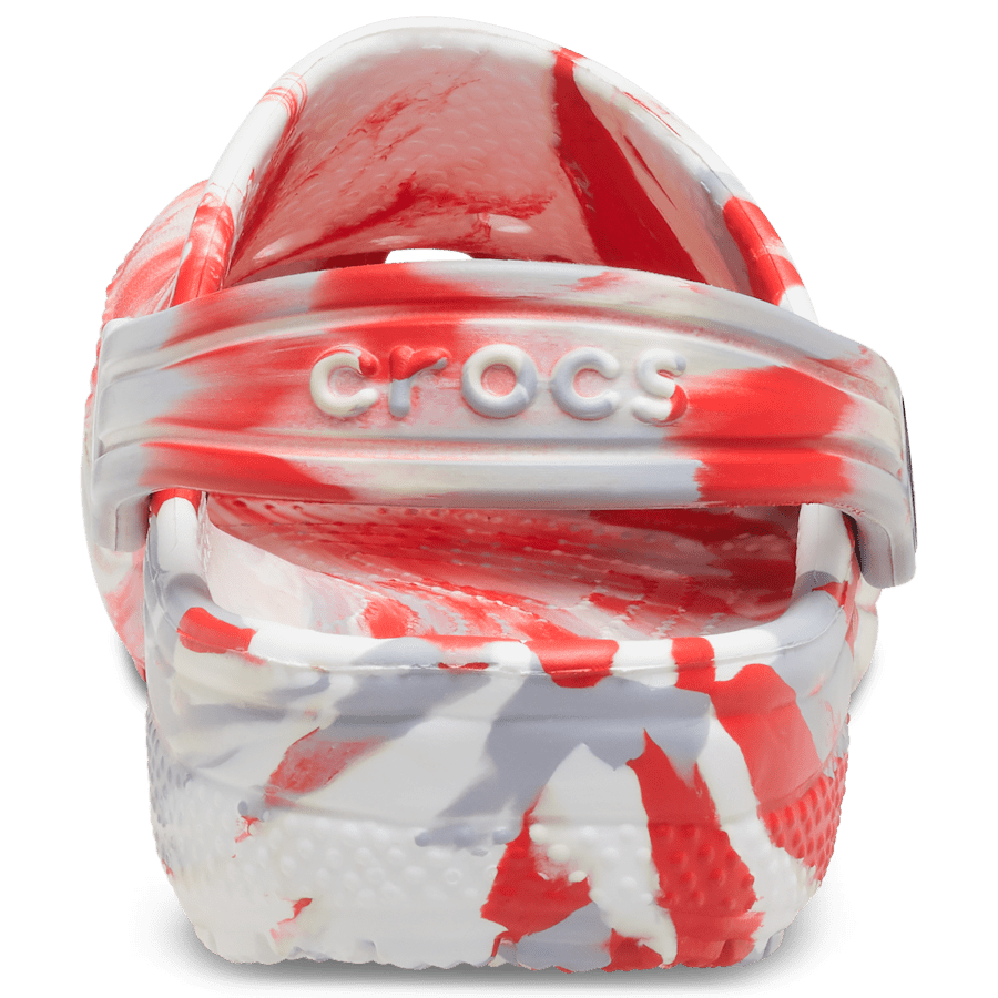 White / Flame Toddler Classic Marbled Clog - Back - Crocs