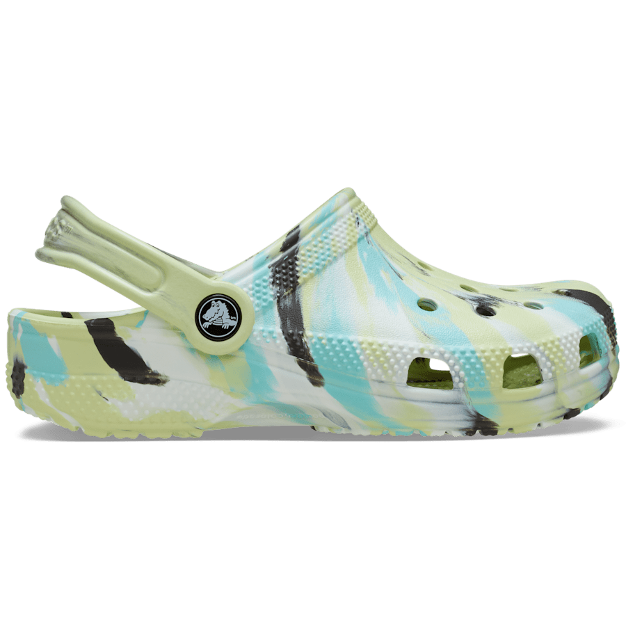 Frothy Green / Multi Toddler Classic Marbled Clog - Side - Crocs