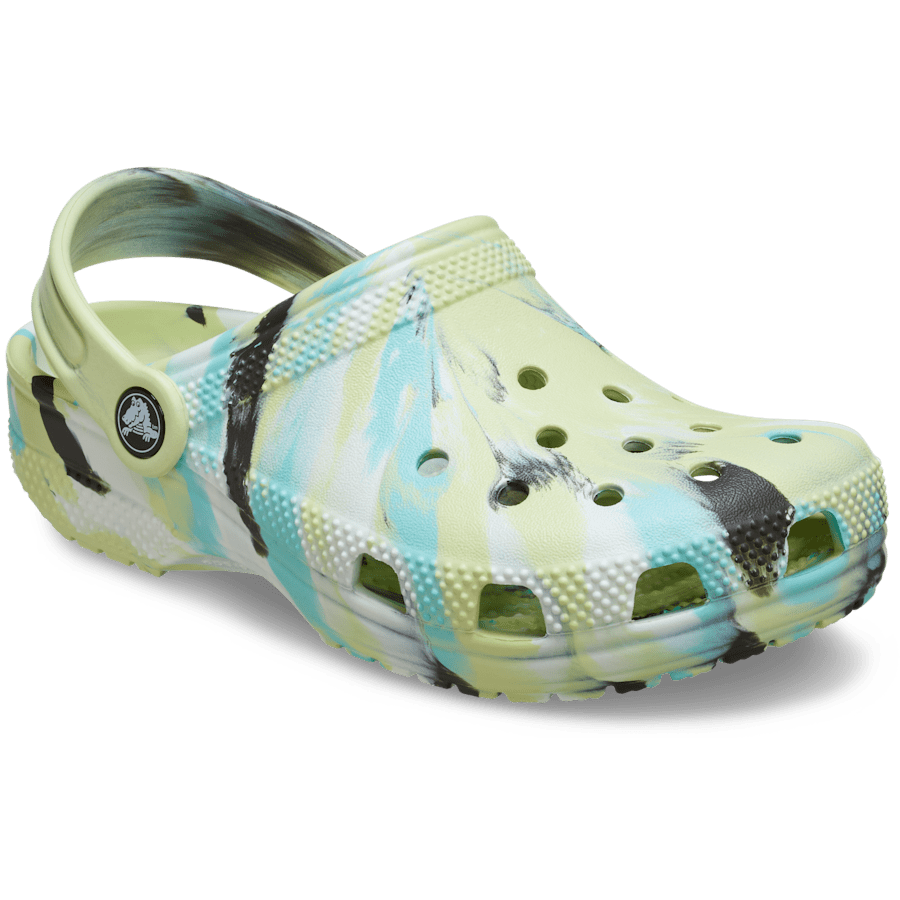 Frothy Green / Multi Toddler Classic Marbled Clog - Angle - Crocs
