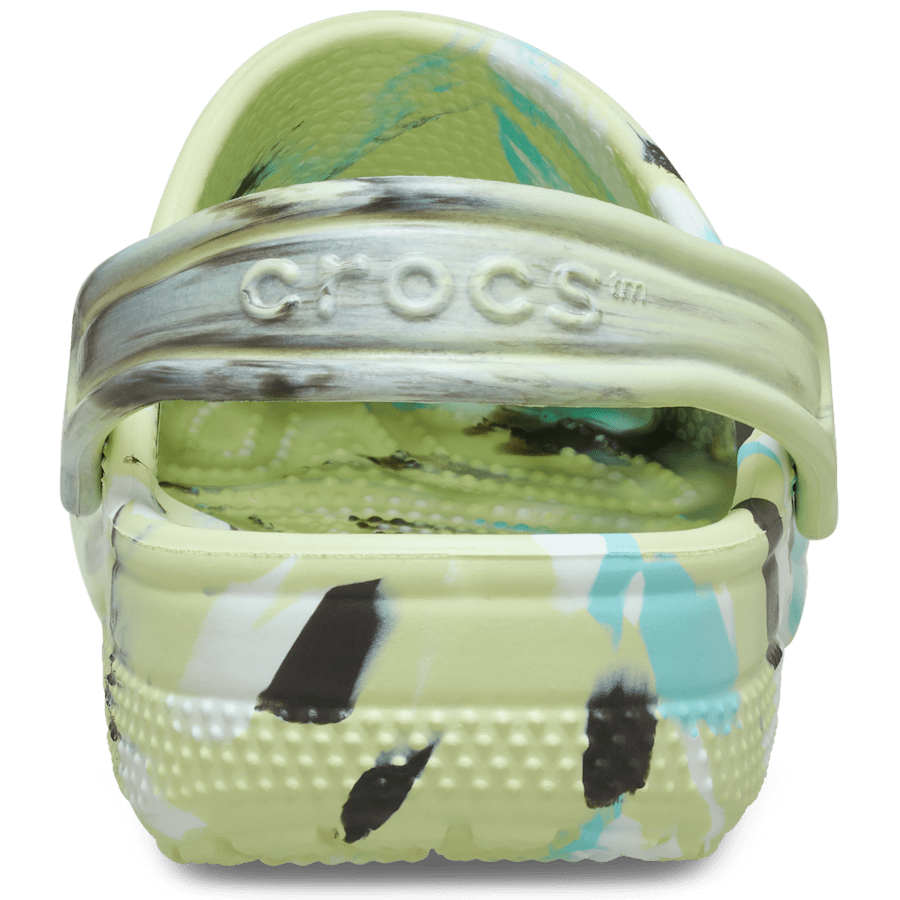 Frothy Green / Multi Toddler Classic Marbled Clog - Back - Crocs