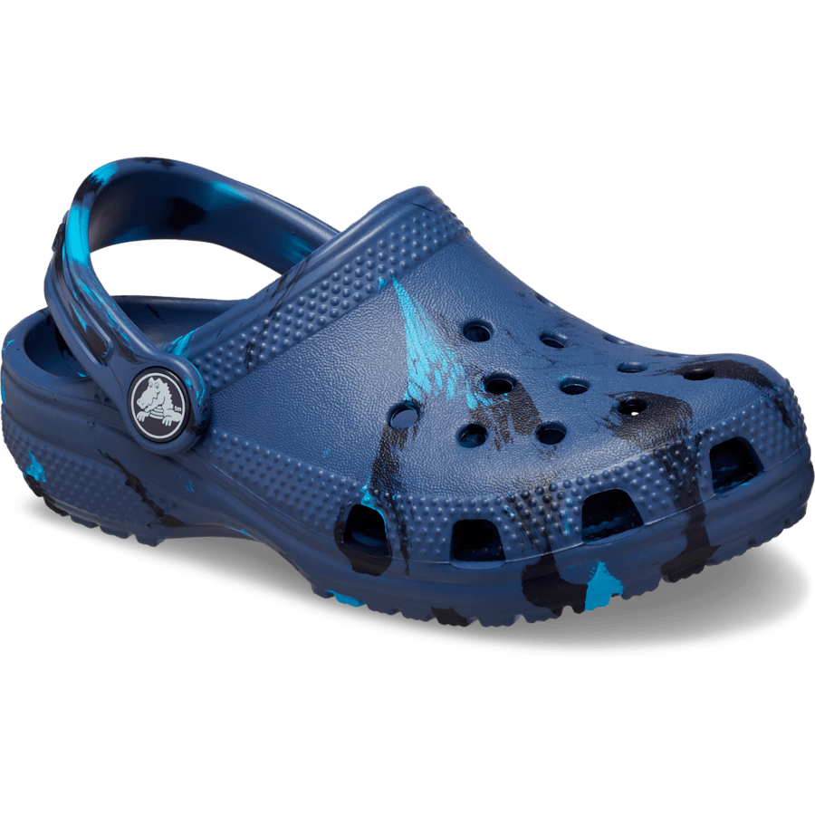 Navy / Multi Toddler Classic Marbled Clog - Angle - Crocs