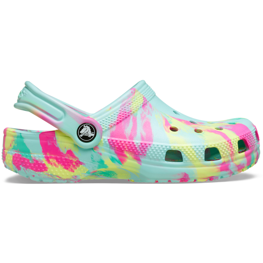 Aquamarine / Multi Toddler Classic Marbled Clog - Side - Crocs