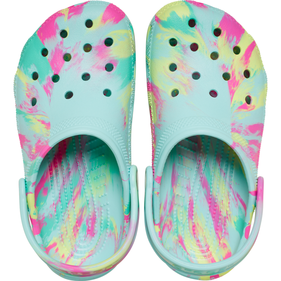 Aquamarine / Multi Toddler Classic Marbled Clog - Top - Crocs