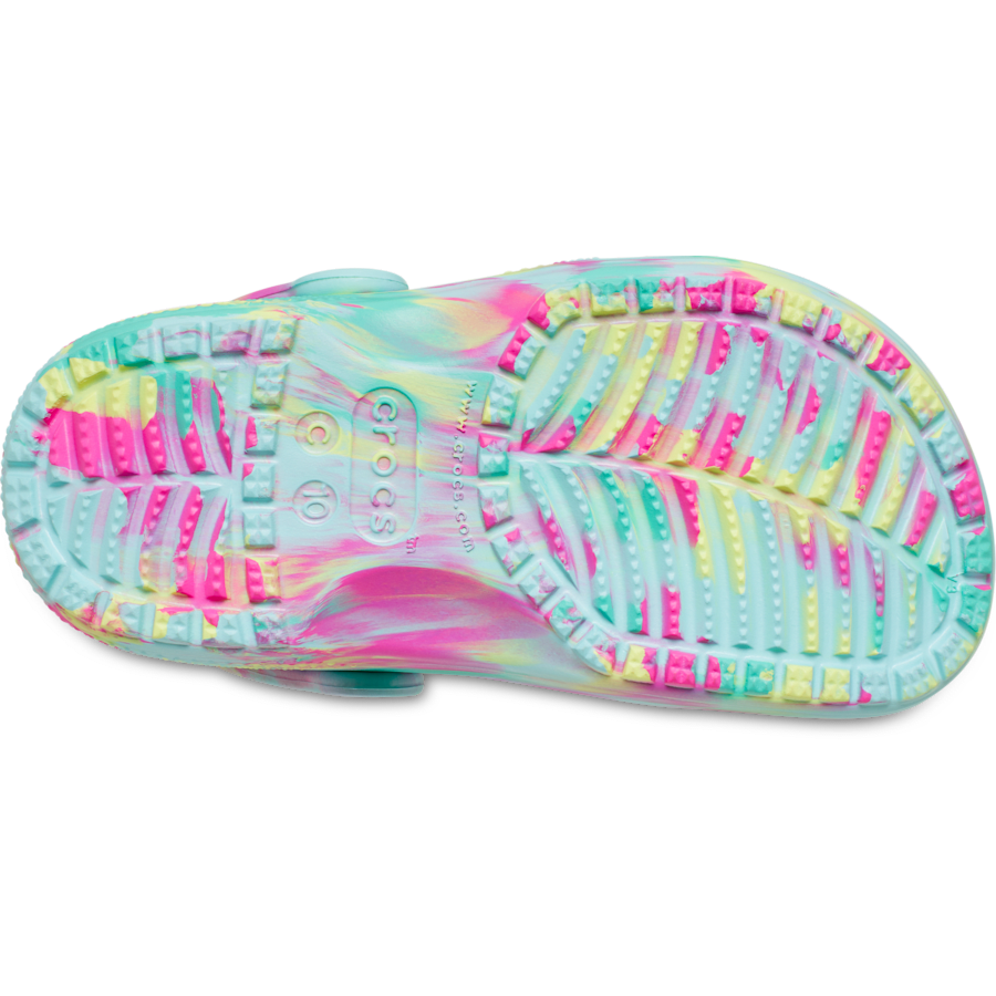 Aquamarine / Multi Toddler Classic Marbled Clog - Bottom - Crocs