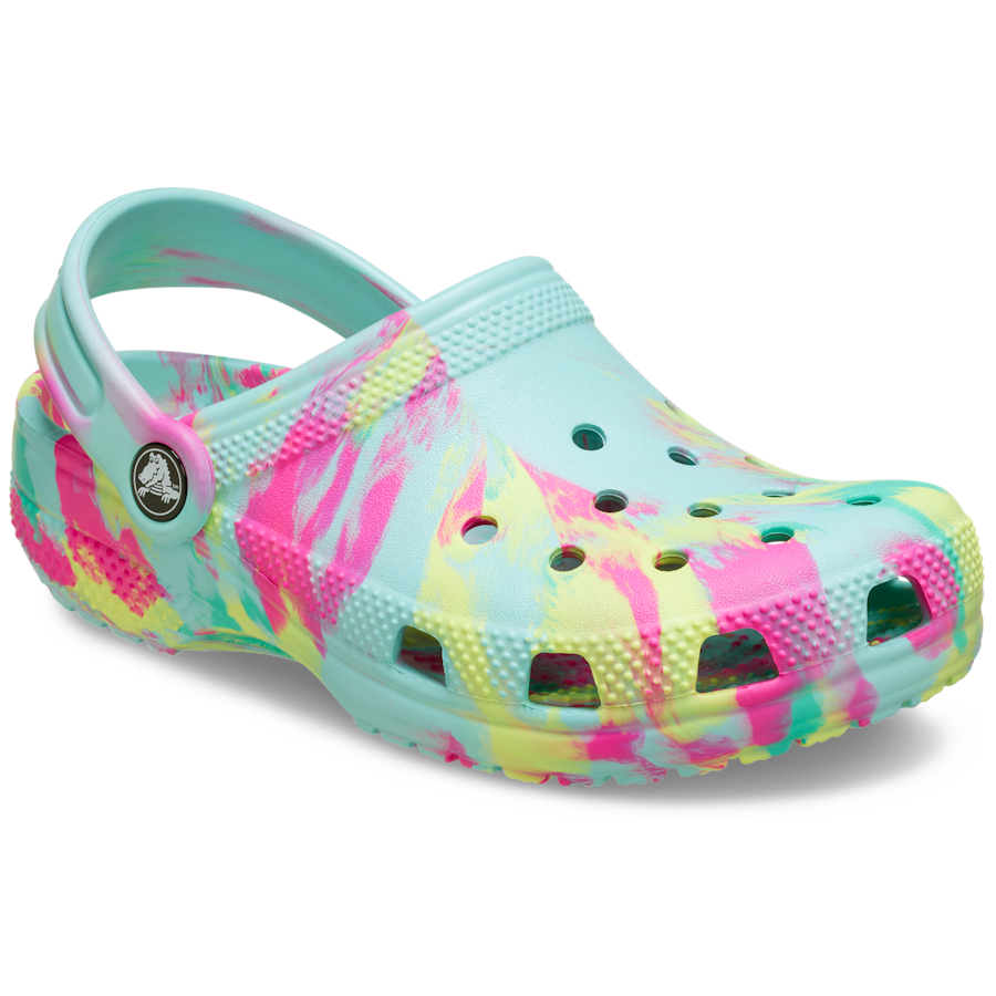 Aquamarine / Multi Toddler Classic Marbled Clog - Angle - Crocs