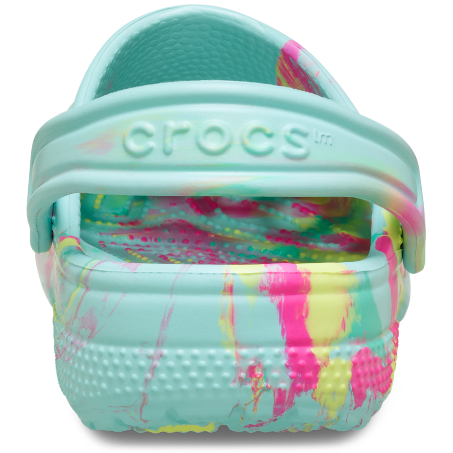 Aquamarine / Multi Toddler Classic Marbled Clog - Back - Crocs