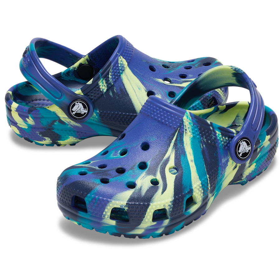 Crocs Toddler Classic Marbled Clog — Navy / Turbo Teal