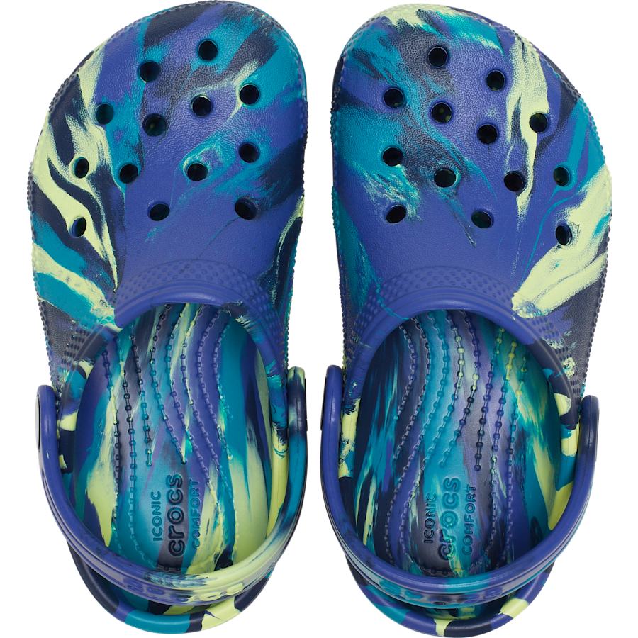 Crocs Toddler Classic Marbled Clog — Navy / Turbo Teal